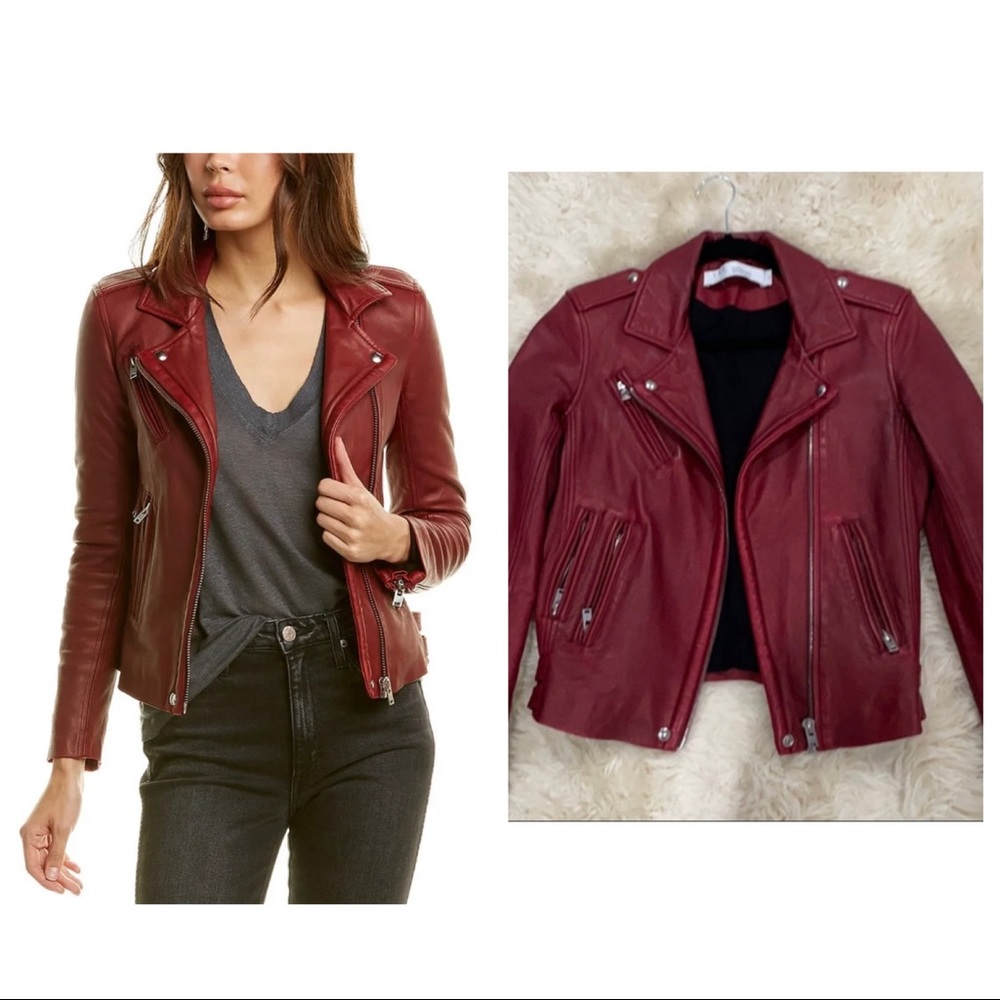 Iro Han burgundy red leather jacket size 40